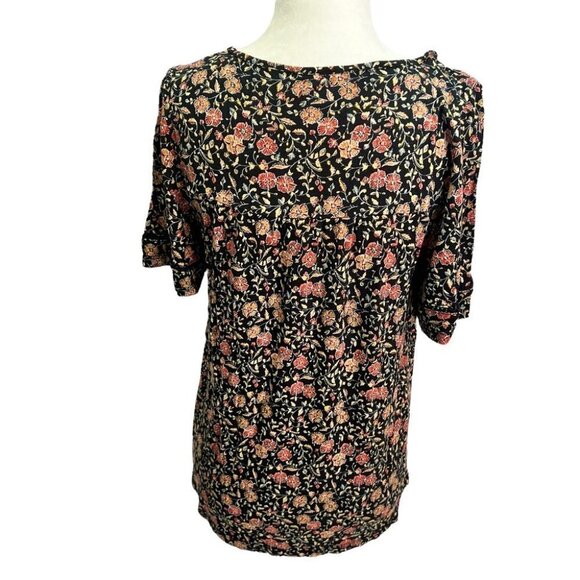 OLD Navy🖤Black Floral Peasant Boho Top Blouse Size M - Picture 8 of 11